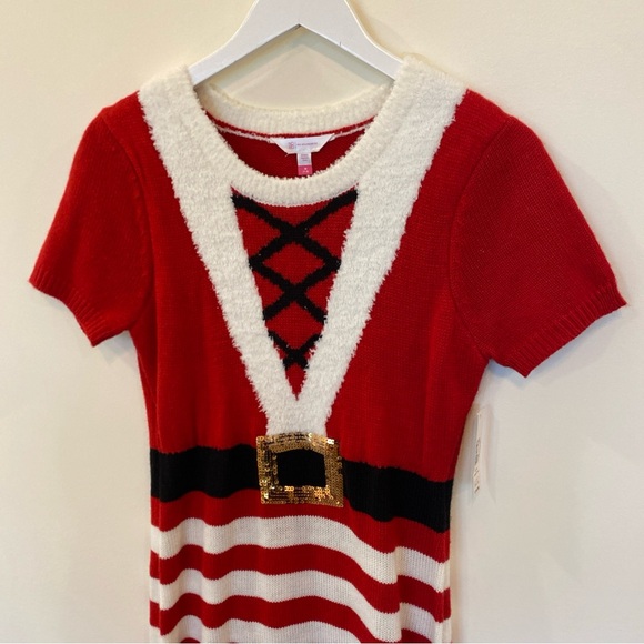 Ugly Women’s Christmas sweater dress Mrs. Claus Juniors 7/9 Medium NWT - Picture 2 of 6